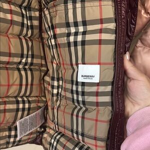 Burberry Burgundy Jacket with Classic Plaid Lining